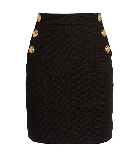 Balmain Black Button Detail Mini Skirt Harrods Uk