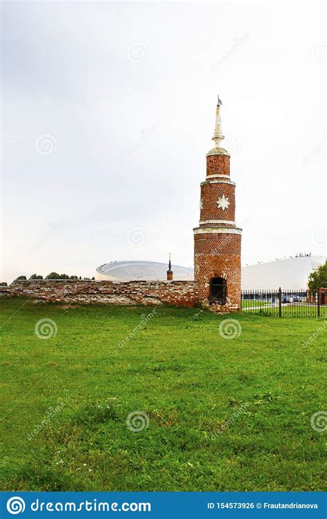 View On Red Brick Wall Ruins And Tower Of Kolomna Kremlin That Was