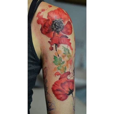 Tattoo Uploaded By Stacie Mayer • Watercolor Poppy Half Sleeve By Nancy