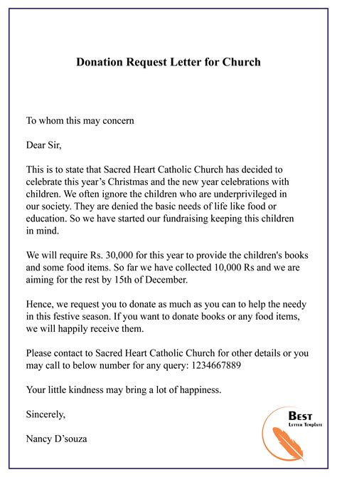 As you plan to ask for donations to be specific. Donation Request Letter for Church-01 - Best Letter Template