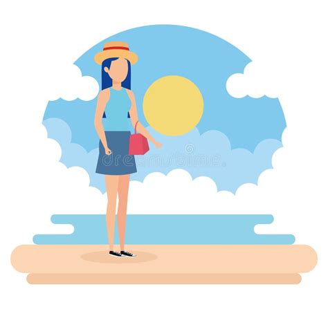 Travel Girl On Beach Design Stock Vector Illustration Of Airport