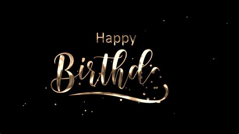 Happy Birthday Animation Including Handwriting With Golden Ink Drips