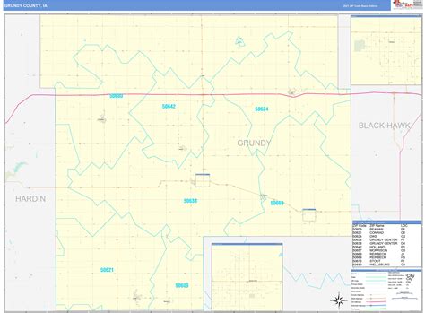 Grundy County Ia Zip Code Wall Map Basic Style By Marketmaps