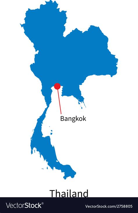 Detailed Map Thailand And Capital City Bangkok Vector Image