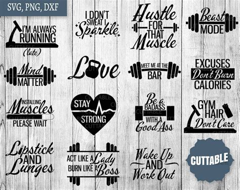 Gym Quotes Svg Fitness Bundle Svg Gym Svg Fitness Quotes Fitness Svg