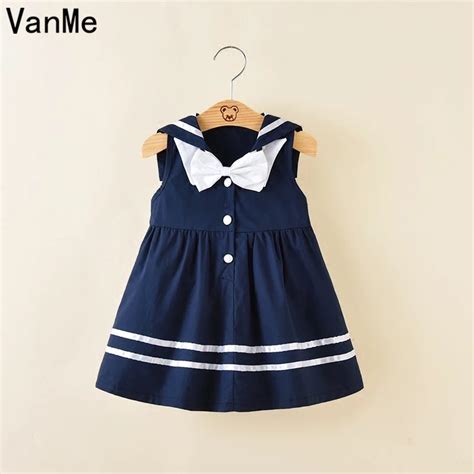 Vanme 2018 Retail Fashion Baby Girl Dress Sleeveles Kids Summer Dresses