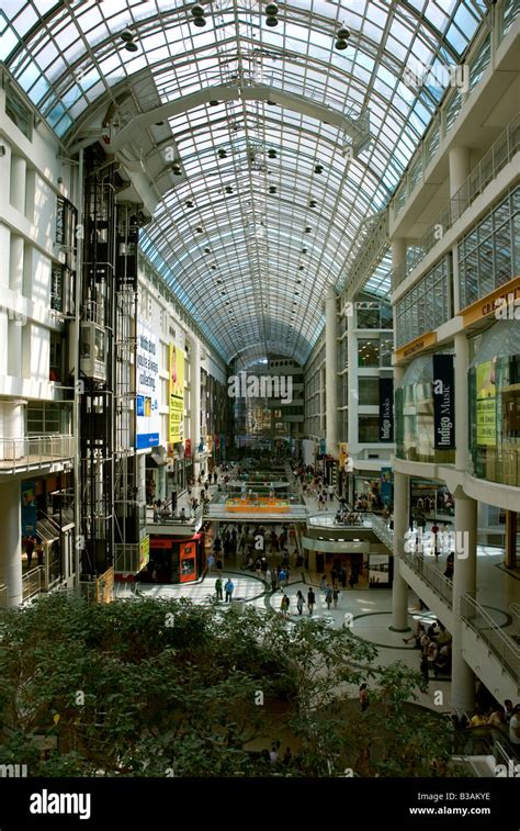 Interior Of Eaton Centre Shopping Mall Toronto Ontario Canada Stock