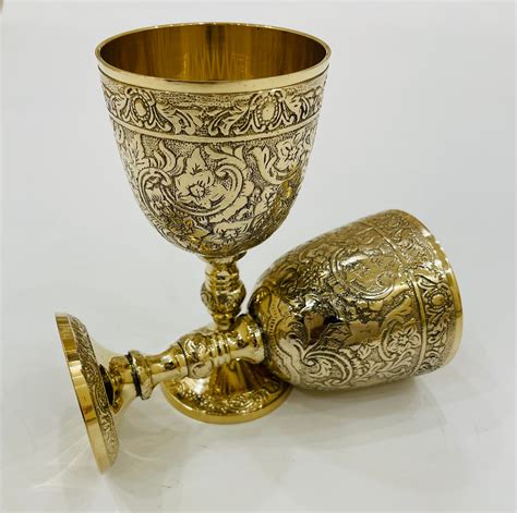 Set Of 6 King S Six Chalice The Goblet Brass Royal Embossed