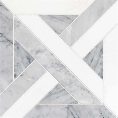 Parquet Ii Bianco Carrara Thassos Marble Mosaic Floor And Decor