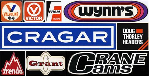 Vintage Car Racing Logos And Car Brand Decals And Stickers From The 1970s