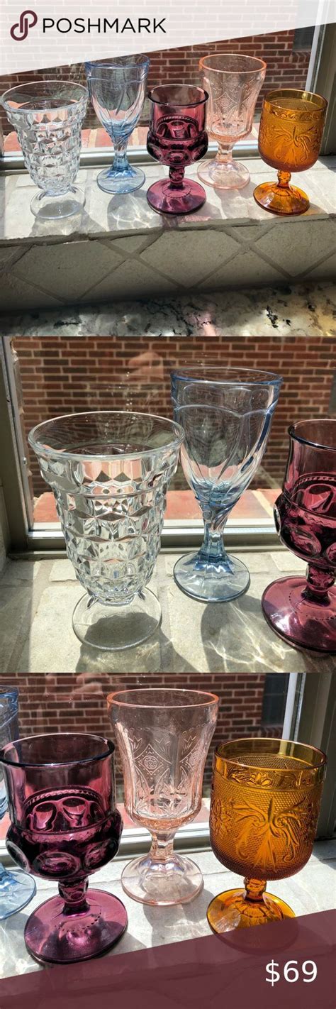 Set Of 5 🌈 Rainbow Glass Goblets Vintage Mismatched Mcm In 2022 Rainbow Glass Vintage Goblet