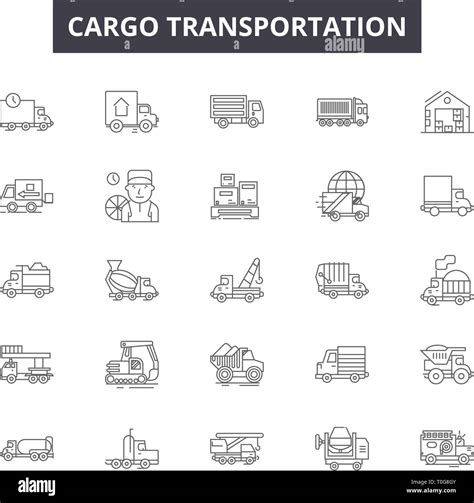 Cargo Transportation Line Icons For Web And Mobile Design Editable