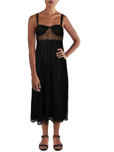 Danielle Bernstein Lace Sheer Midi Dress In Black Lyst