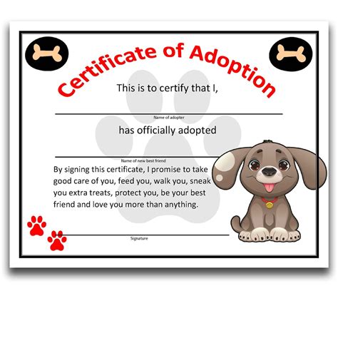 Puppy Adoption Certificate Great For Dog Adoptions And Etsy
