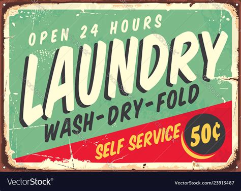 Laundry Fifties Comic Style Retro Sign Royalty Free Vector