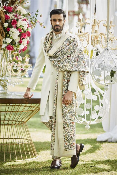 Buy Floral Print Silk Shawl By Varun Bahl Men At Aza Fashions