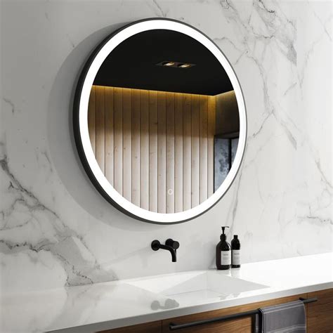 Mollie Black Framed Round Illuminated Led Mirror 800mm Round Mirror Bathroom Led Mirror
