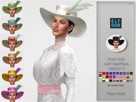 Posh Hat With Feathers Version 2 At Elfdor Sims Sims 4 Updates