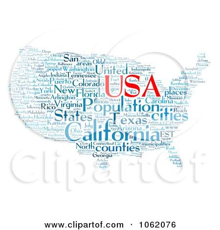 Royalty Free RF United States Word Collage Clipart Illustrations Vector Graphics