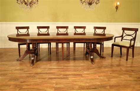 Large Traditional Round Mahogany Dining Table For 6 To 12 People