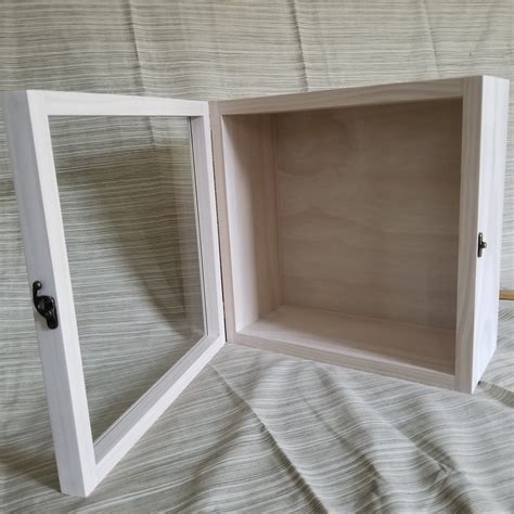 12 X 12 X 5 Wooden Shadow Box Display Case Hinged Glass Top Etsy Knife Display Case Shadow