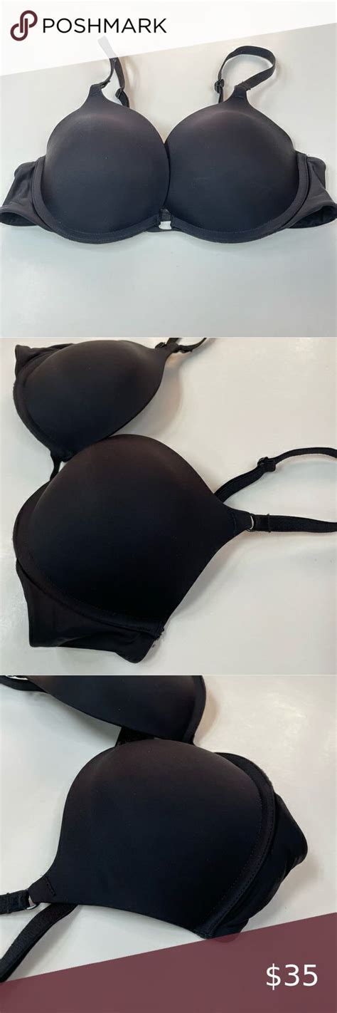 Victorias Secret C Pushup Bra Padded Solid Black Underwire