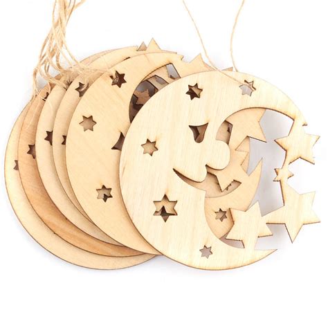 Unfinished Wood Celestial Moon And Stars Ornaments All Wood Cutouts