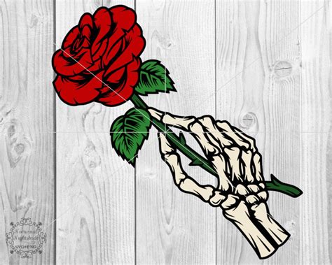 Skeleton Svg Skeleton Hand Holding Rose Svg Gothic Svg Dia Etsy