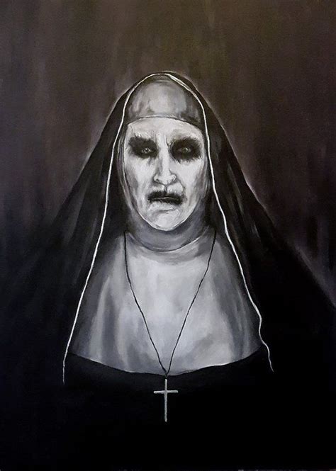 Original Painting The Nun Valak 詭修女 Conjuring Annabelle Etsy The nun drawings Horror