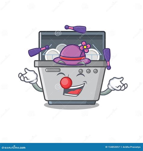 Juggling Dishwasher Machine Next To Cartoon Stove Stock Vector