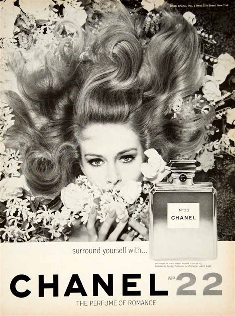 1967 Black And White Print Ad For Chanel No 22 Perfume Chanel Print