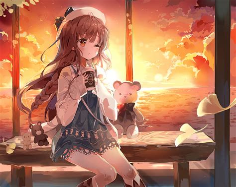 Free Download Cute Anime Girl Drinking Boba Anime Tea Hd Wallpaper