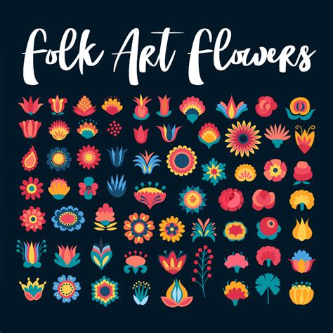 Scandinavian Folk Art Flower Clipart Vector And Png Illustrations