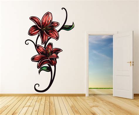 Floral Flower Vinyl Wall Decal Floralfloweruscolor088 Contemporary