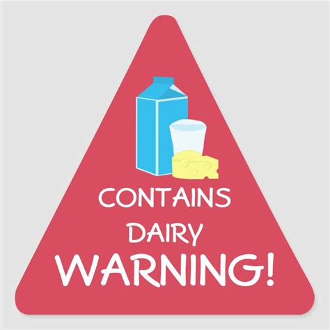 Contains Dairy Milk Cheese Food Allergy Warning Triangle Sticker