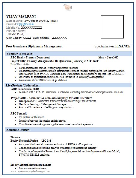 To better help you we've also attached sample resume formats as well. Easy To Follow Resume Format for MBA Fresher | Best Resume ...