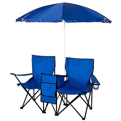 Double Folding Chair With Umbrella And Cooler Picnic Chairs Beach