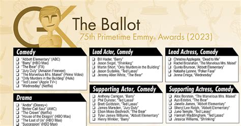 2023 Primetime Emmy Awards Printable Ballot Updated The Gold Knight