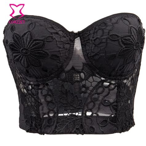 Sexy Hollow Out Floral Pattern Embroidery Strapless Push Up Bra Crop Top Bustier Soutien Gorge