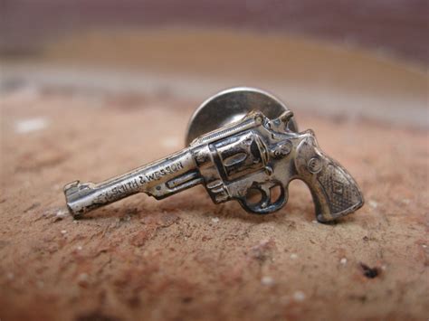 Vintage Smith And Wesson Gun Lapel Pin Wedding Mens