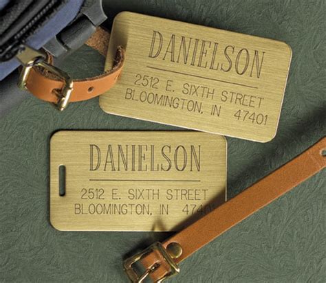 Engraved Brass Luggage Tag Custom Engraved Personalized With Etsy