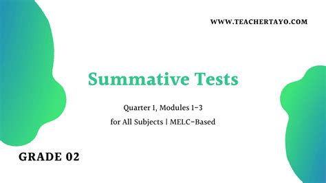 Grade 2 Summative Tests Quarter 1 Modules 1 3 Melc Based Teacher Tayo