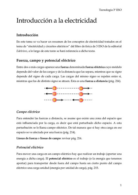 Calaméo 3 Eso Tema 3 Resumen Introduccion Electricidad 3 Eso