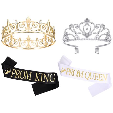 Buy Prom Queen And King Prom Sash Crowns Tiara Bridal Shiny Satin For