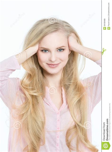 Beautiful Girl With Long Blond Hair Stock Photo Image Of