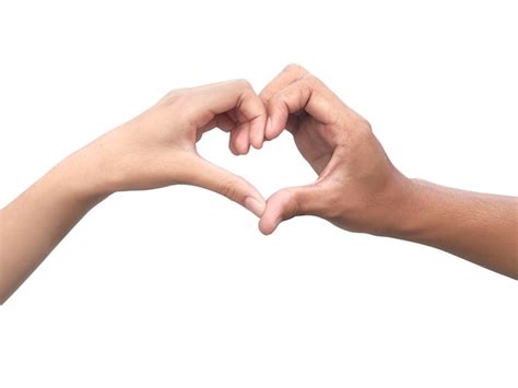 Premium Photo Couple Making Heart Shape With Hand On White Background