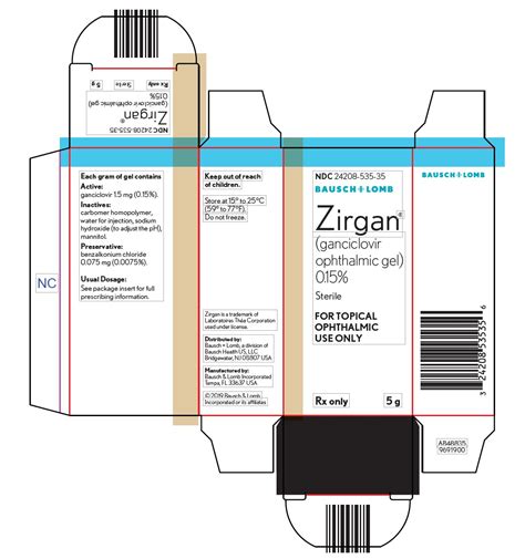NDC 24208-535 Zirgan Images - Packaging, Labeling & Appearance