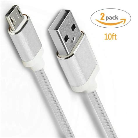 Micro Usb Android Charger Cord 2pack 10ft Fast Quick Charge Cable