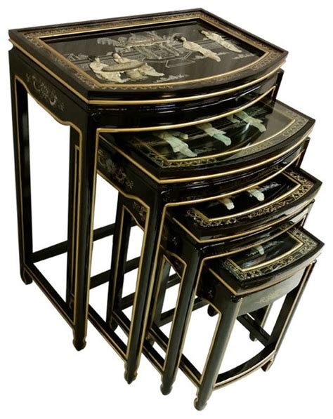 Add style to your home, with pieces that add to your decor while providing hidden storage. Set of Four Black Lacquer Asian Stacking Tables - Asian ...