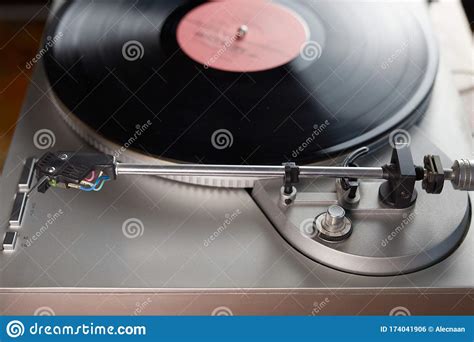Vintage Record Player Vinyl Turntable Of Color Metallic Retro Audio